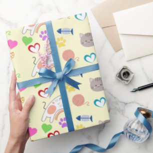 Papel De Regalo Regalo de patrón de gatitos de dibujos animados li