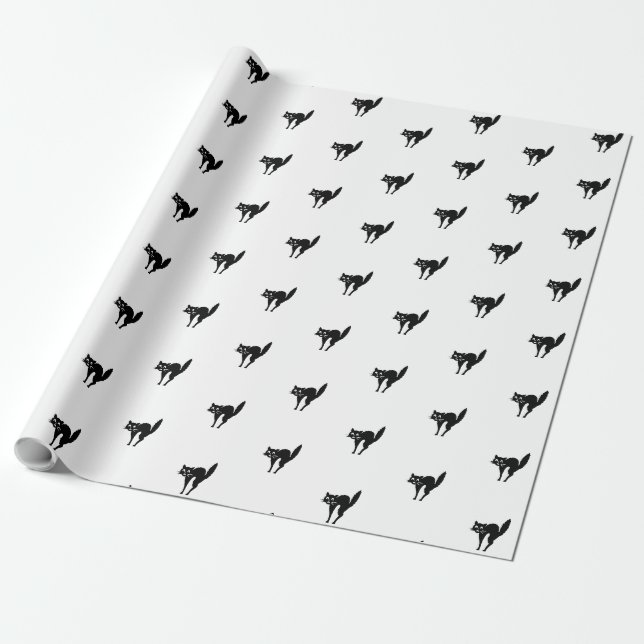 Papel De Regalo Regalo de patrón de gato blanco y negro (Desenrollado)