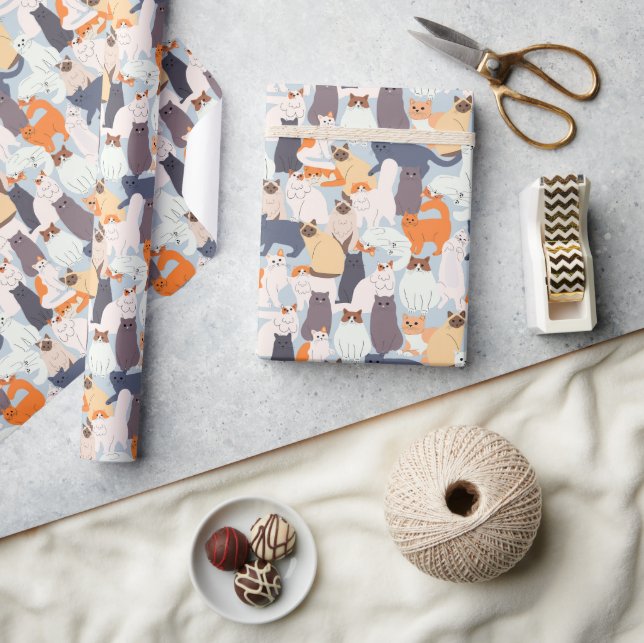 Papel De Regalo Regalo de patrón de Mascota de gato personalizado (Artesanía)