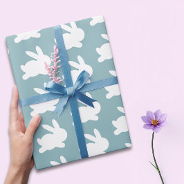 Papel De Regalo Regalo de patrón de pascua de conejo verde azulado