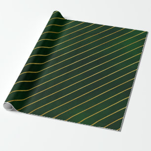Papel De Regalo Regalo de patrón de rayas diagonales verdes de oro