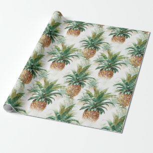 Papel De Regalo Regalo de patrón hawaiano de piña tropical elegant