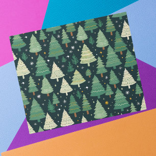 Papel De Regalo Regalo de patrón verde de sabio moderno para árbol