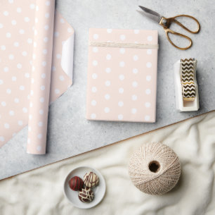 Papel De Regalo Regalo de Polka Dot Blanco Polvo Rosado