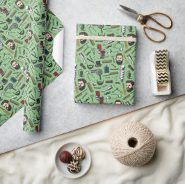 Papel De Regalo Regalo de poste de barbería afeitado de hombre cor