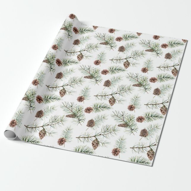 Papel De Regalo Regalo de ramas de pinecone para Navidades de invi (Desenrollado)