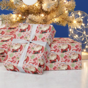 Papel De Regalo Regalo de Retro Santa ho ho ho ho Navidades