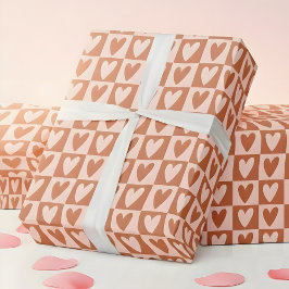 Papel De Regalo Regalo de San Valentín Corazones Boho de Terracota