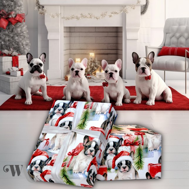 Papel De Regalo Regalo de Santa Hat Pups Frenchie (Subido por el creador)