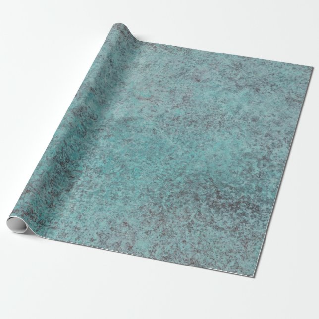 Papel De Regalo Regalo de textura turquesa de cobre patina (Desenrollado)