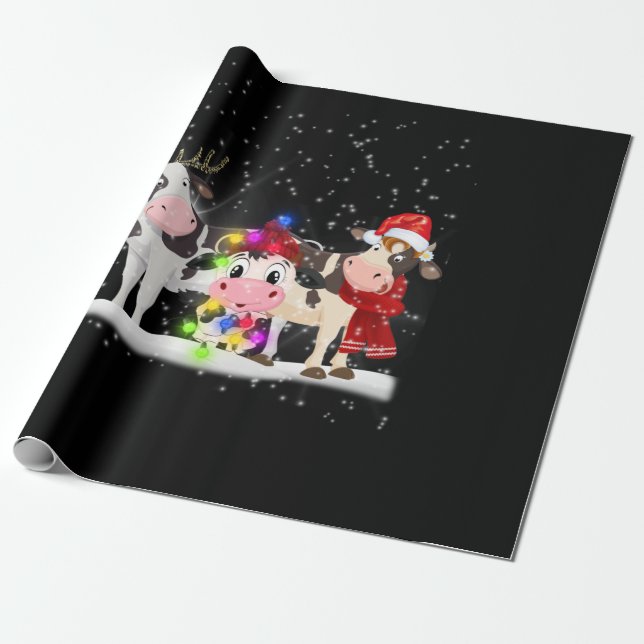 Papel De Regalo Regalo de vaca | Nieve divertida de Navidades de l (Desenrollado)