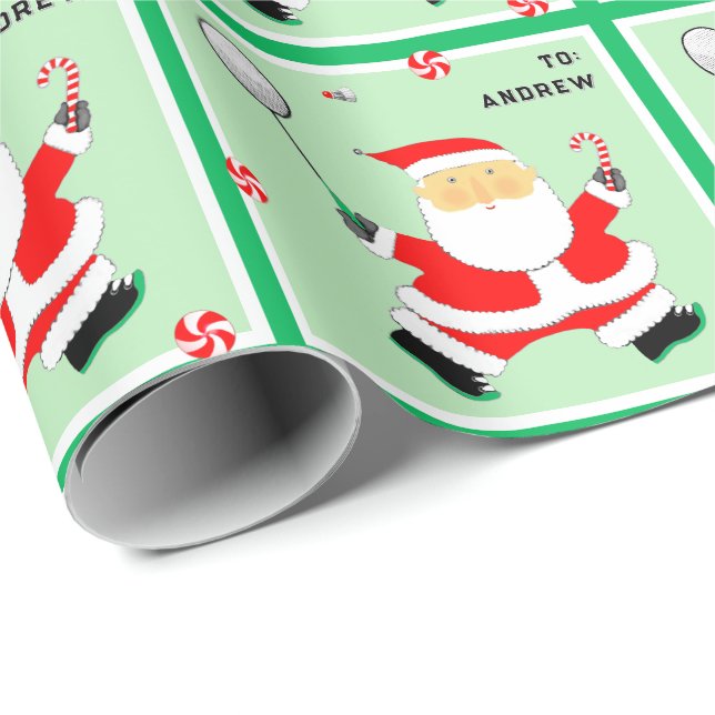 Papel De Regalo Regalo de vacaciones de Badminton (Esquina del rollo)
