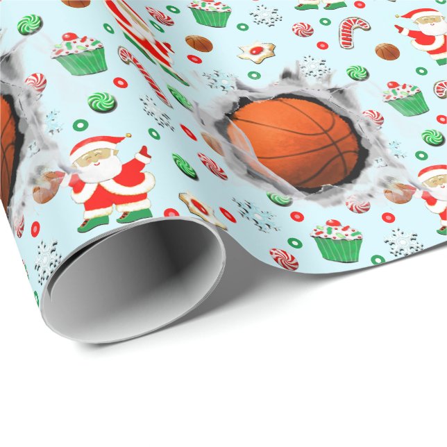 Papel De Regalo Regalo de vacaciones de baloncesto (Esquina del rollo)