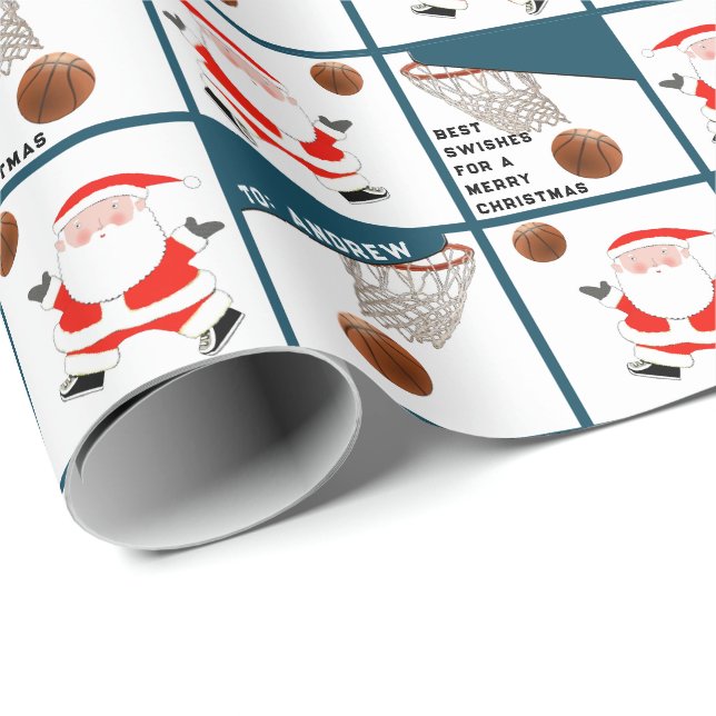 Papel De Regalo Regalo de vacaciones de baloncesto (Esquina del rollo)