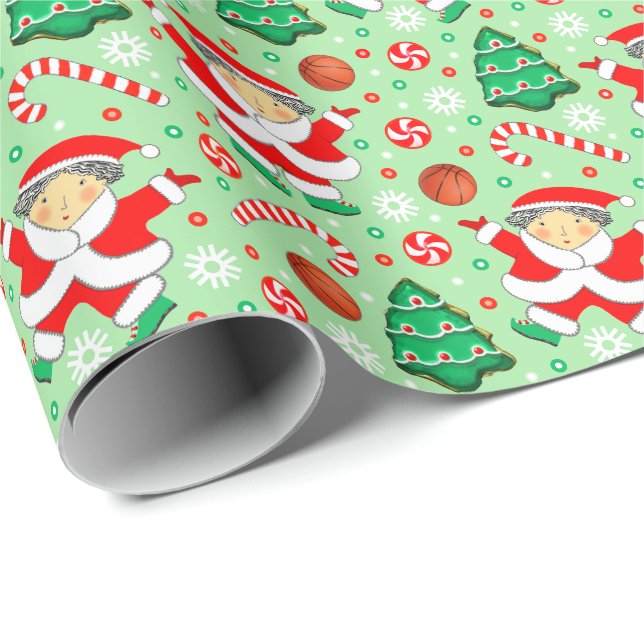 Papel De Regalo Regalo de vacaciones de baloncesto para chicas (Esquina del rollo)