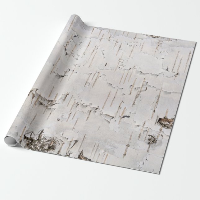 Papel De Regalo Regalo de vacaciones de Birch Bark White Rustic (Desenrollado)