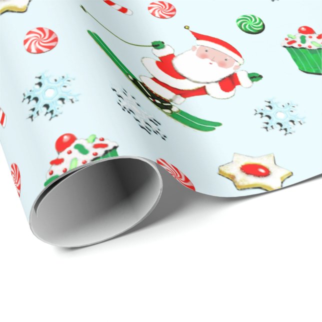 Papel De Regalo Regalo de vacaciones de esquí de nieve (Esquina del rollo)