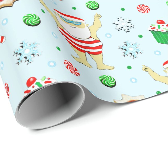 Papel De Regalo Regalo de vacaciones de los Navidades de natación (Esquina del rollo)