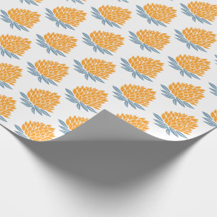 Papel De Regalo Regalo de vacaciones de Lotus FLowers Naranja azul