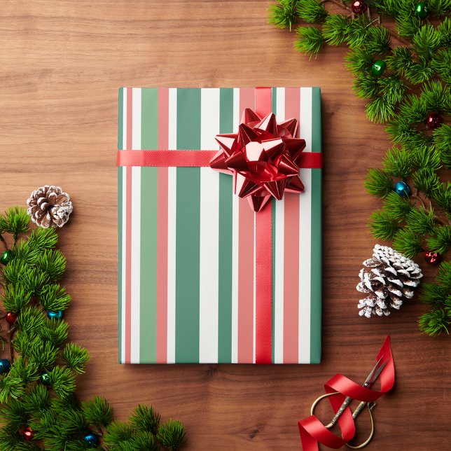 Papel De Regalo Regalo de vacaciones de Navidades de rayas retro m (Subido por el creador)