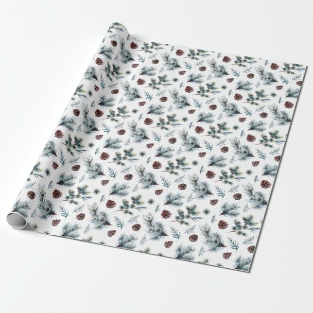Papel De Regalo Regalo de vacaciones para Navidades de acuarela de (Desenrollado)