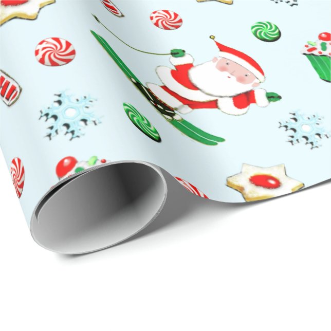 Papel De Regalo Regalo de vacaciones para Navidades esquiadores de (Esquina del rollo)
