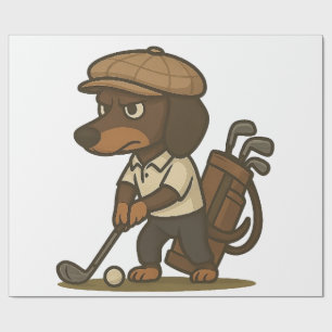 Papel De Regalo Regalo divertido para golfista � Dachshund en el T