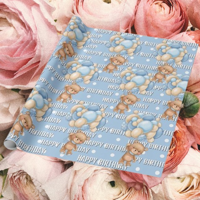 Papel De Regalo Regalo especial de cumpleaños (Delight in our adorable watercolor teddy bear wrapping paper!)