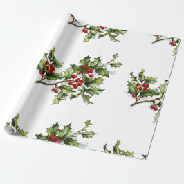 Papel De Regalo Regalo estilo retro de Holiday Holly