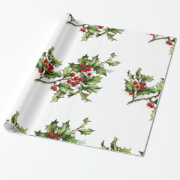 Papel De Regalo Regalo estilo retro de Holiday Holly
