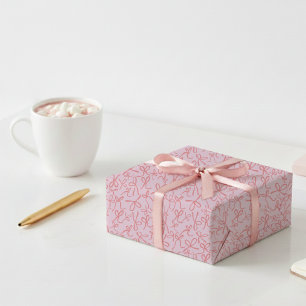 Papel De Regalo Regalo Femenino con Estampado de Lazos Rosados Cap