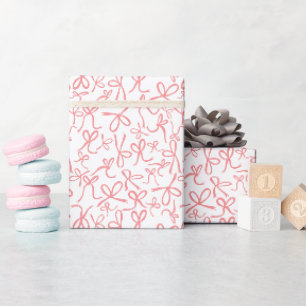 Papel De Regalo Regalo Femenino con Lazos Rosados Patrón Divertido