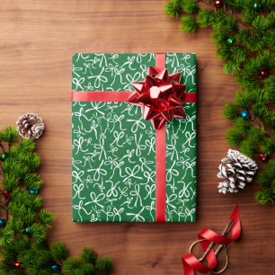 Papel De Regalo Regalo Femenino con Patrón de Lazos Blancos y Verd