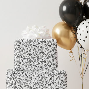 Papel De Regalo Regalo femenino con patrón de lazos negros y blanc