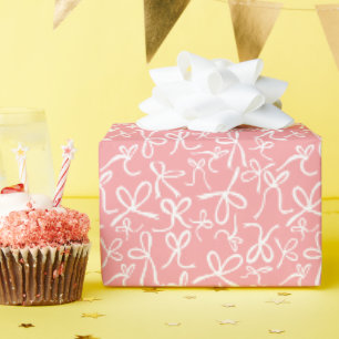 Papel De Regalo Regalo Femenino con Patrón de Lazos Rosados Blanco