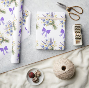 Papel De Regalo Regalo floral azul claro y lavanda