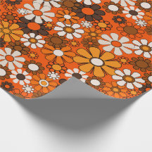Regalo Floral Boho Retro 70s Marrón Naranja
