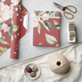 Papel De Regalo Regalo floral de eucalipto rosa elegante