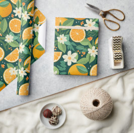 Papel De Regalo Regalo Floral del Bosque de Cítricos Oscuros