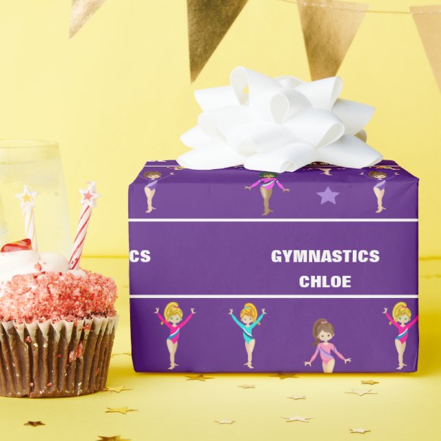 PAPEL DE REGALO REGALO GIMNÁSTICO CON 5 GIMNASTOS PERSONALIZADOS (Fiesta de cumpleaños )