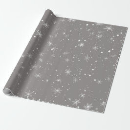 Papel De Regalo Regalo gris navideño para Navidades de copos blanc