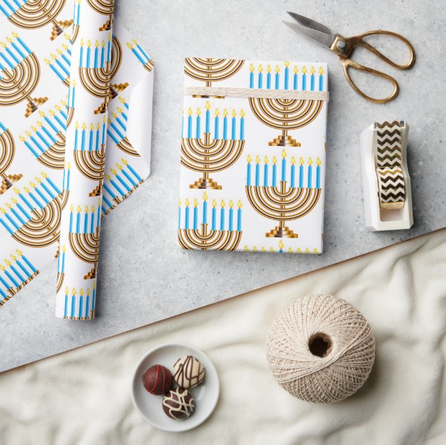 Papel De Regalo Regalo judío Menorah Hebreo de Hanukkah (Artesanía)