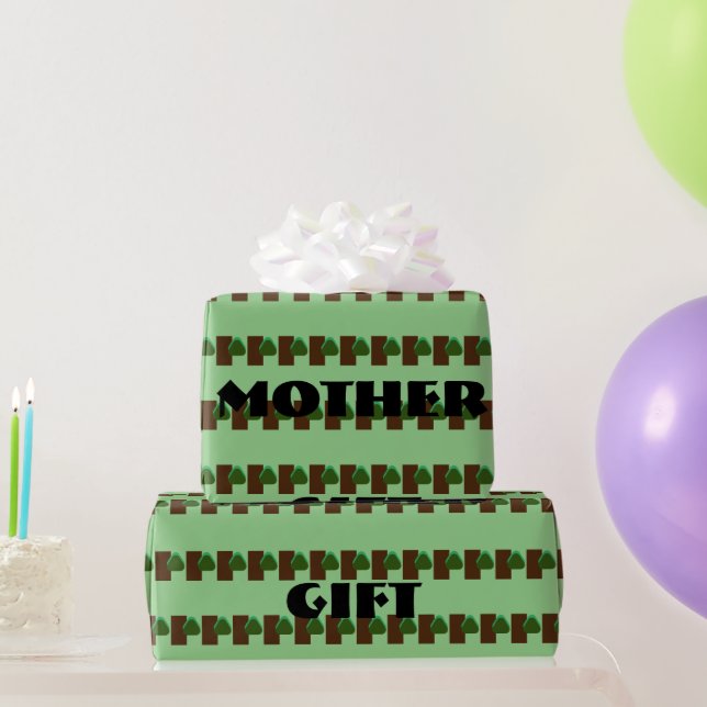 PAPEL DE REGALO REGALO_MÁS_LETRA_TREE_GREEN_SAGE_BROWN_BLACK WR (Regalos de fiesta)