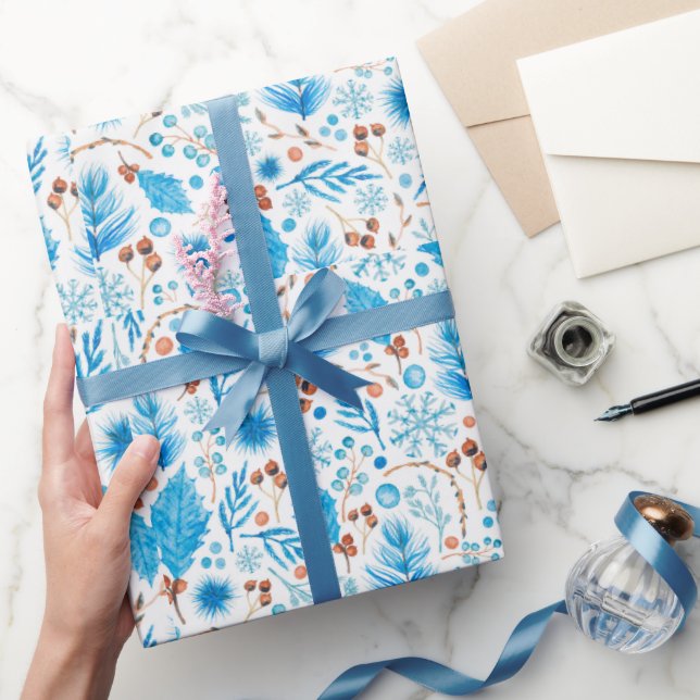 Papel De Regalo Regalo moderno de Navidades azules congelados (Regalar)