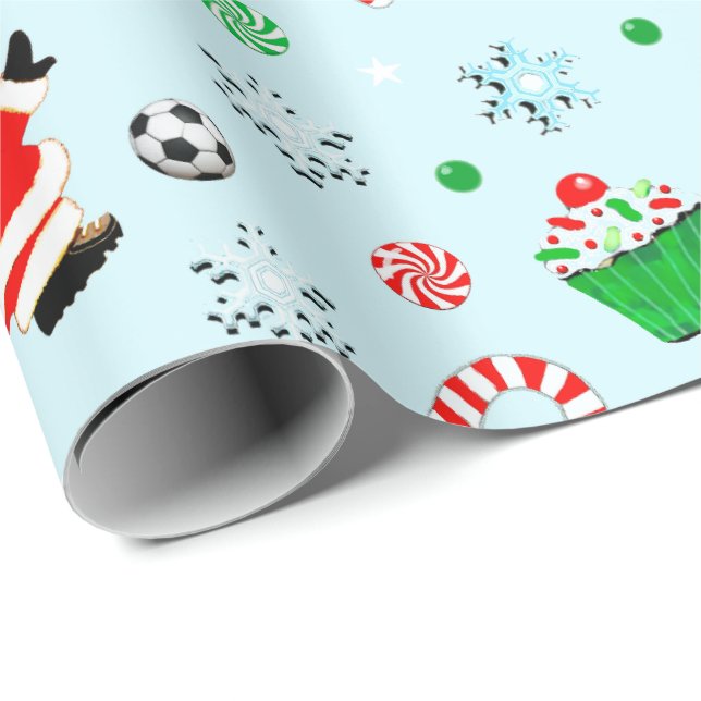 Papel De Regalo Regalo navideño de Navidades de fútbol (Esquina del rollo)