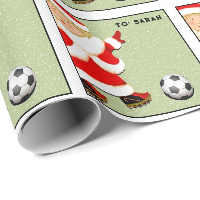 Papel De Regalo Regalo navideño de Navidades de fútbol chicas (Esquina del rollo)