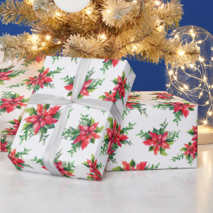 Papel De Regalo Regalo navideño de Navidades florales de Poinsetti