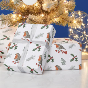 Papel De Regalo Regalo navideño de Navidades Robin inglés de acuar
