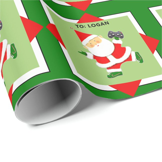 Papel De Regalo Regalo navideño de videojuegos personalizado (Esquina del rollo)