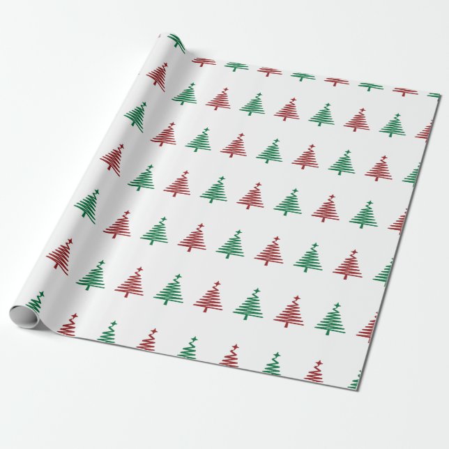 Papel De Regalo Regalo navideño festivo verde y rojo (Desenrollado)